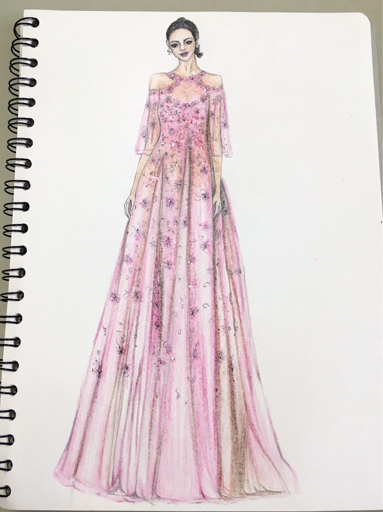 彩铅手绘仙女裙-服装画/服装设计手稿 - 穿针引线服装