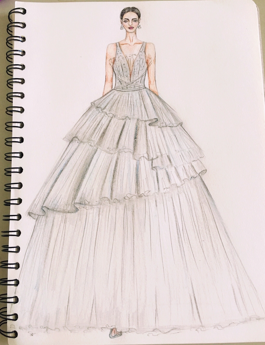 彩铅手绘仙女裙-服装画/服装设计手稿 - 穿针引线服装