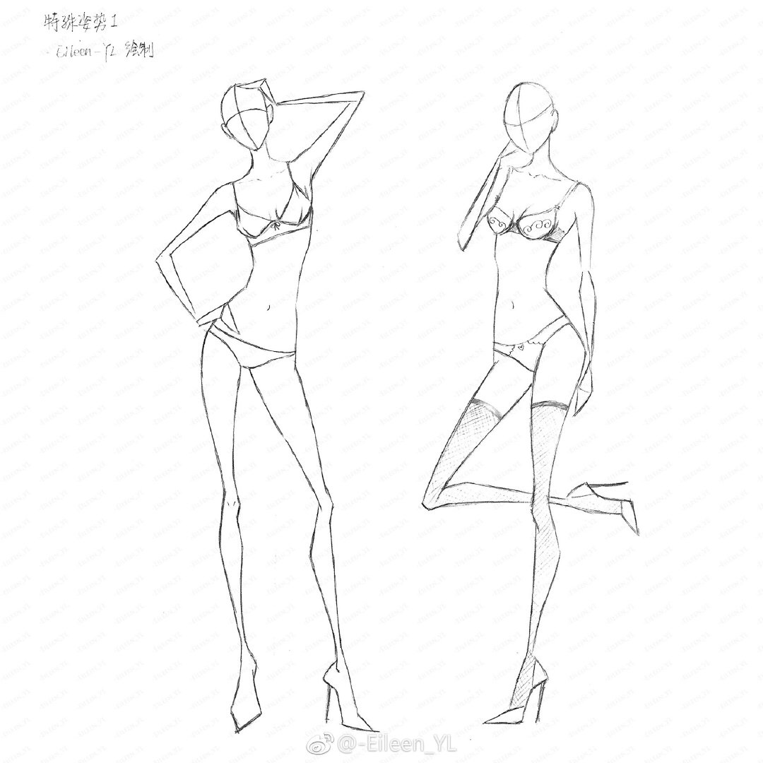 实用主义企业用人体动态合集-服装画/服装设计手稿