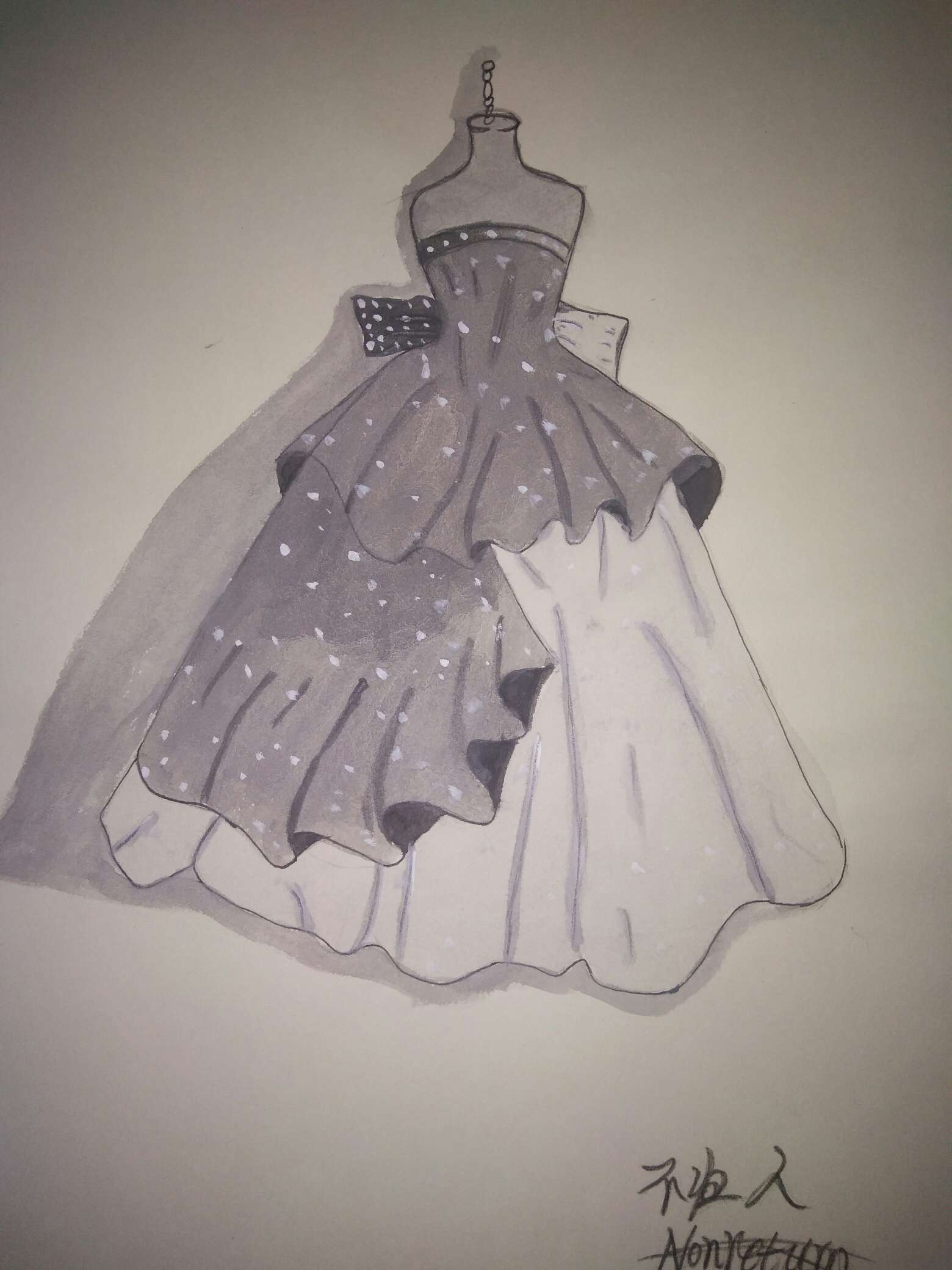 画公主晚礼服设计图图片