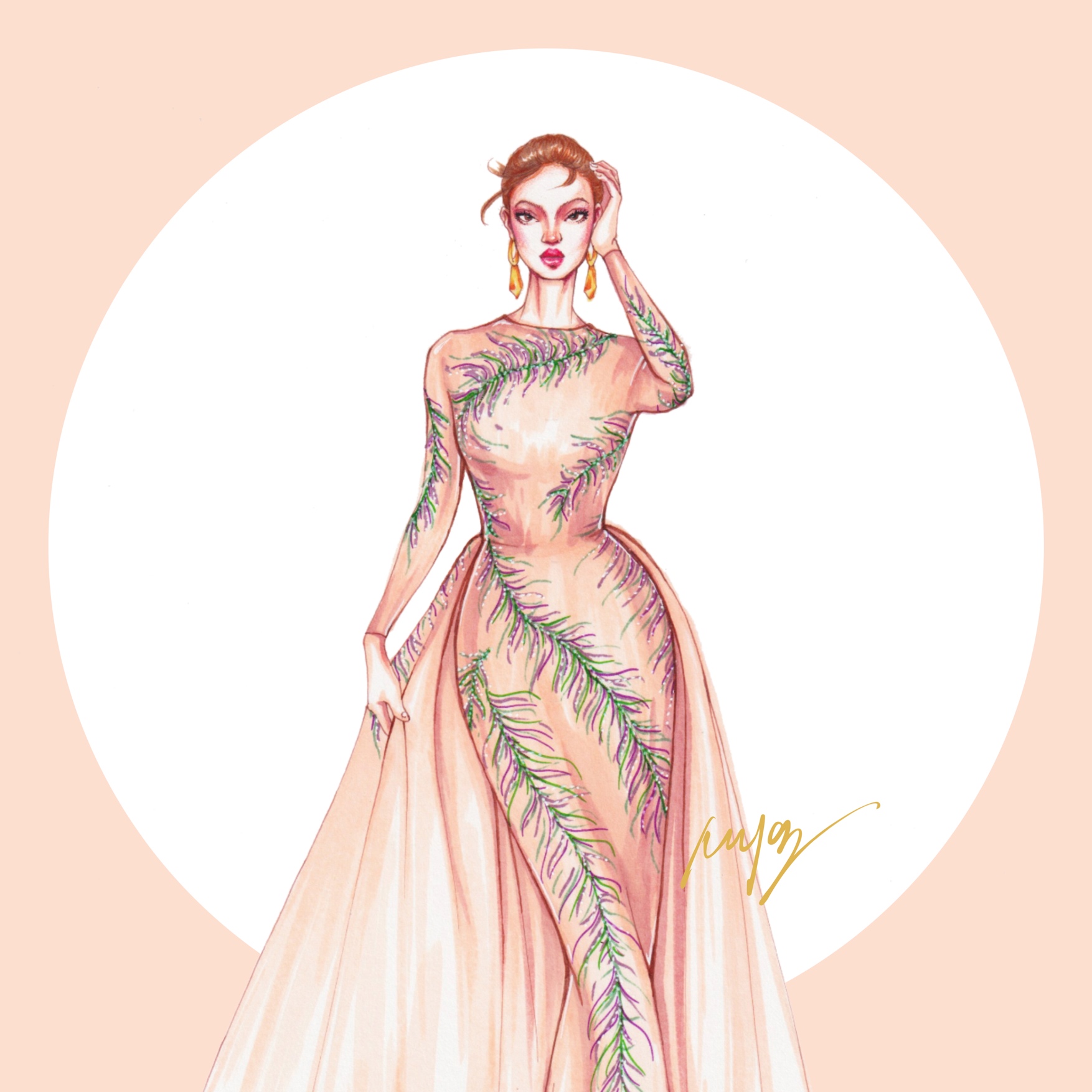 马克笔礼服裙表达技巧-服装画/服装设计手稿 - 穿针引线服装论坛