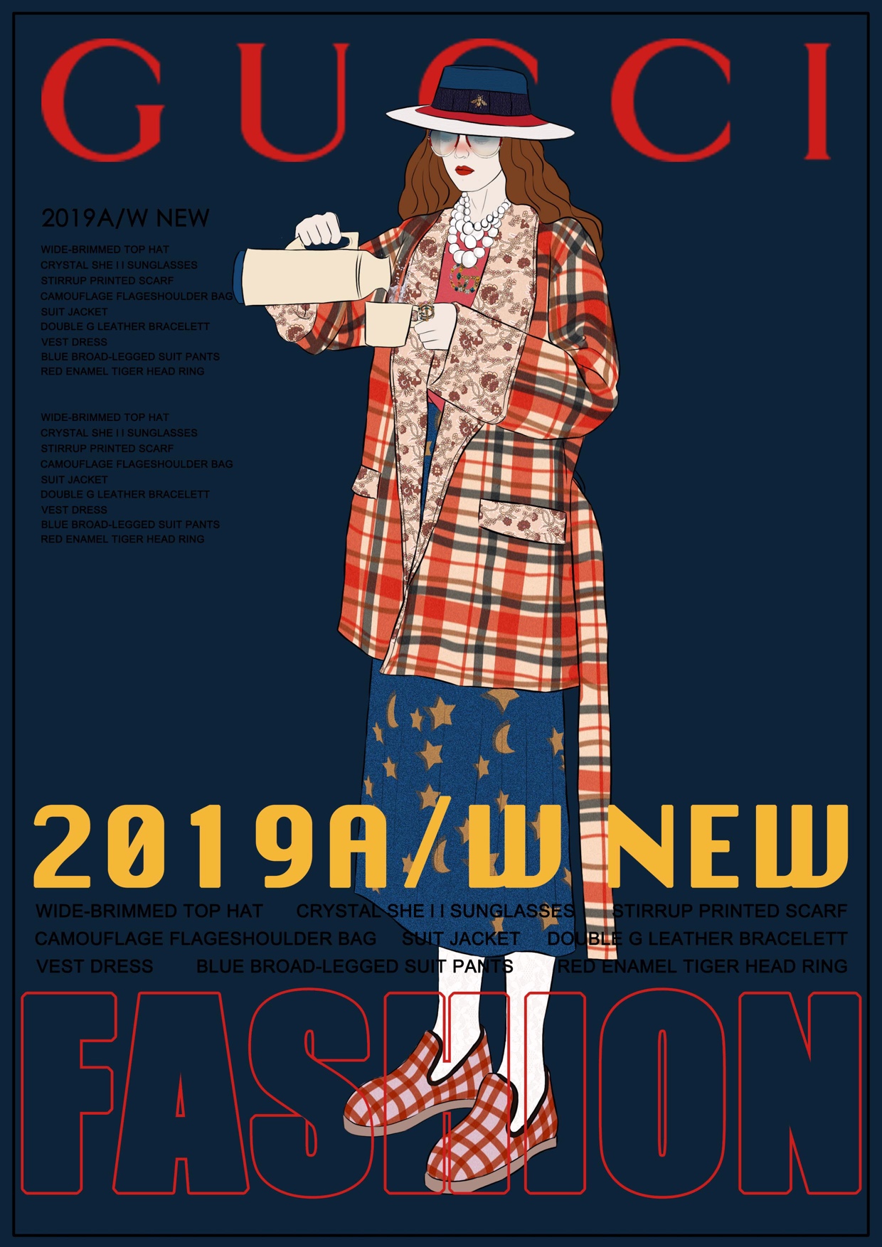 gucci 华丽一族 2019a/w new-服装画/服装设计手稿 - 穿针引线服装