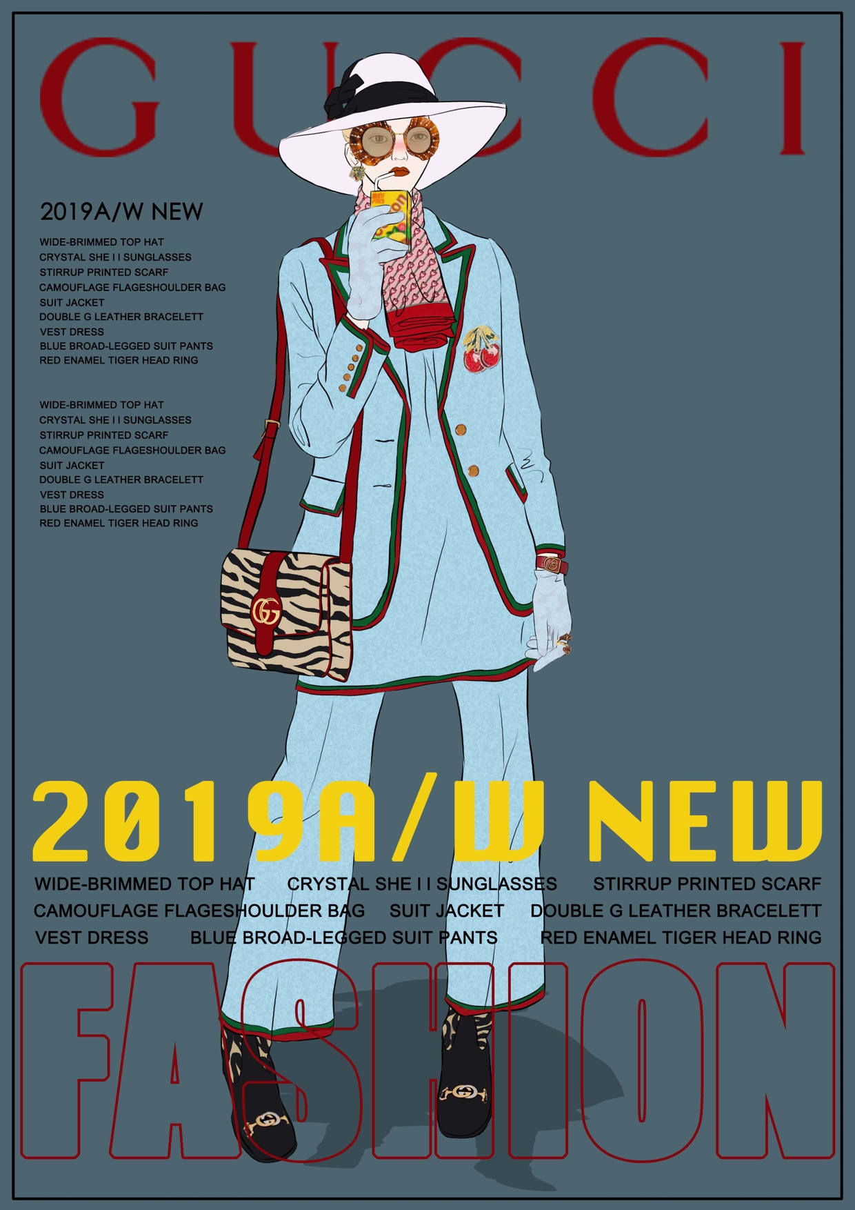 gucci 华丽一族 2019a/w new-服装画/服装设计手稿 - 穿针引线服装