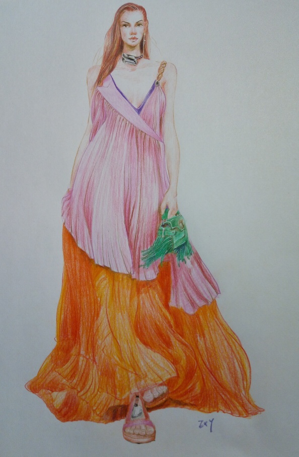 彩铅-服装画/服装设计手稿 - 穿针引线服装论坛