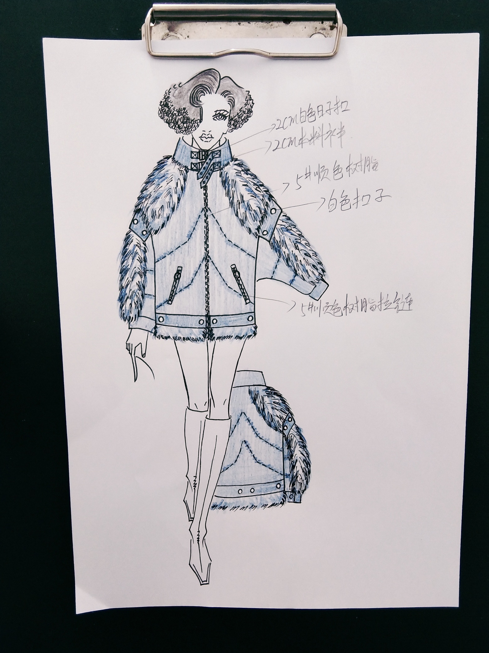 羽绒服款式图,要约稿的找我呀-服装画/服装设计手稿 - 穿针引线服装