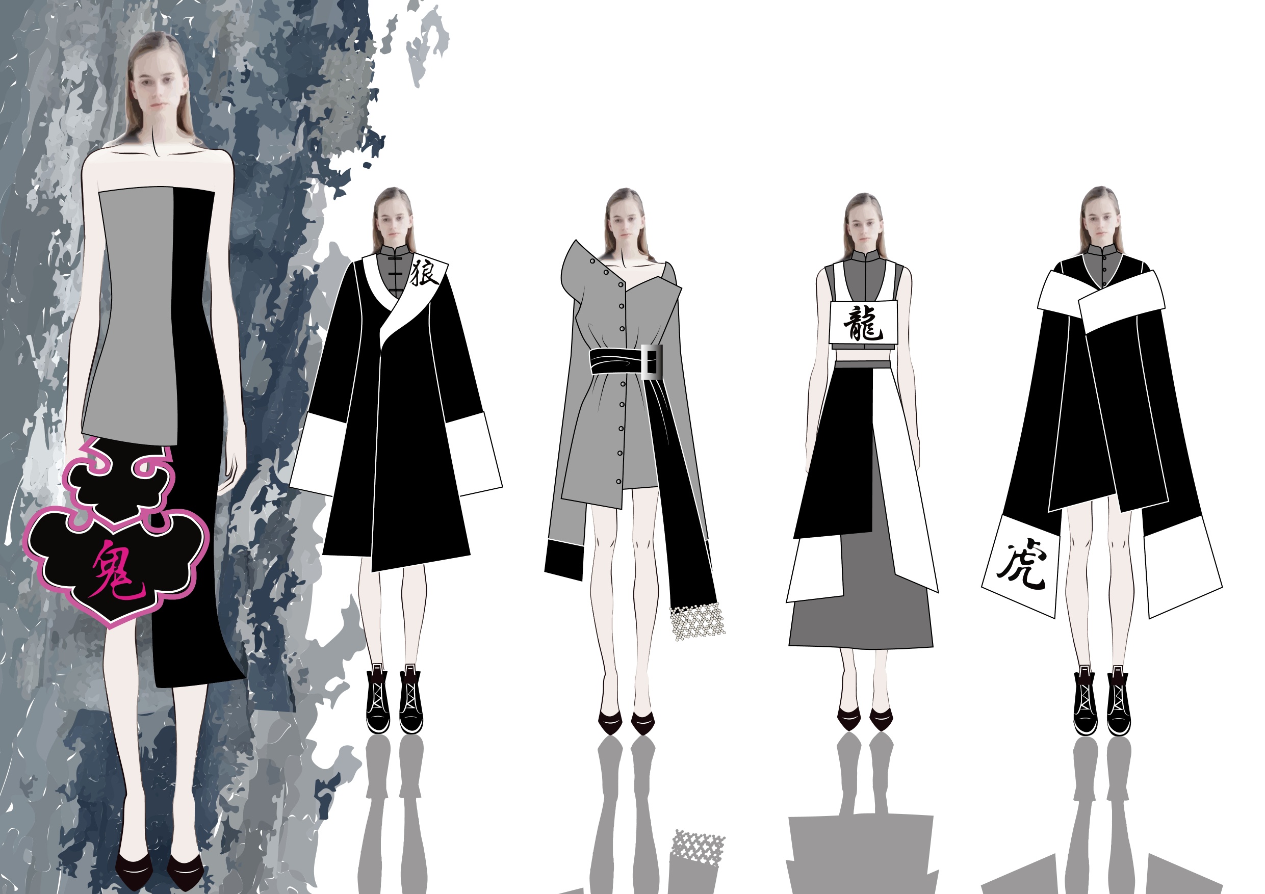 服装效果图 款式图代画