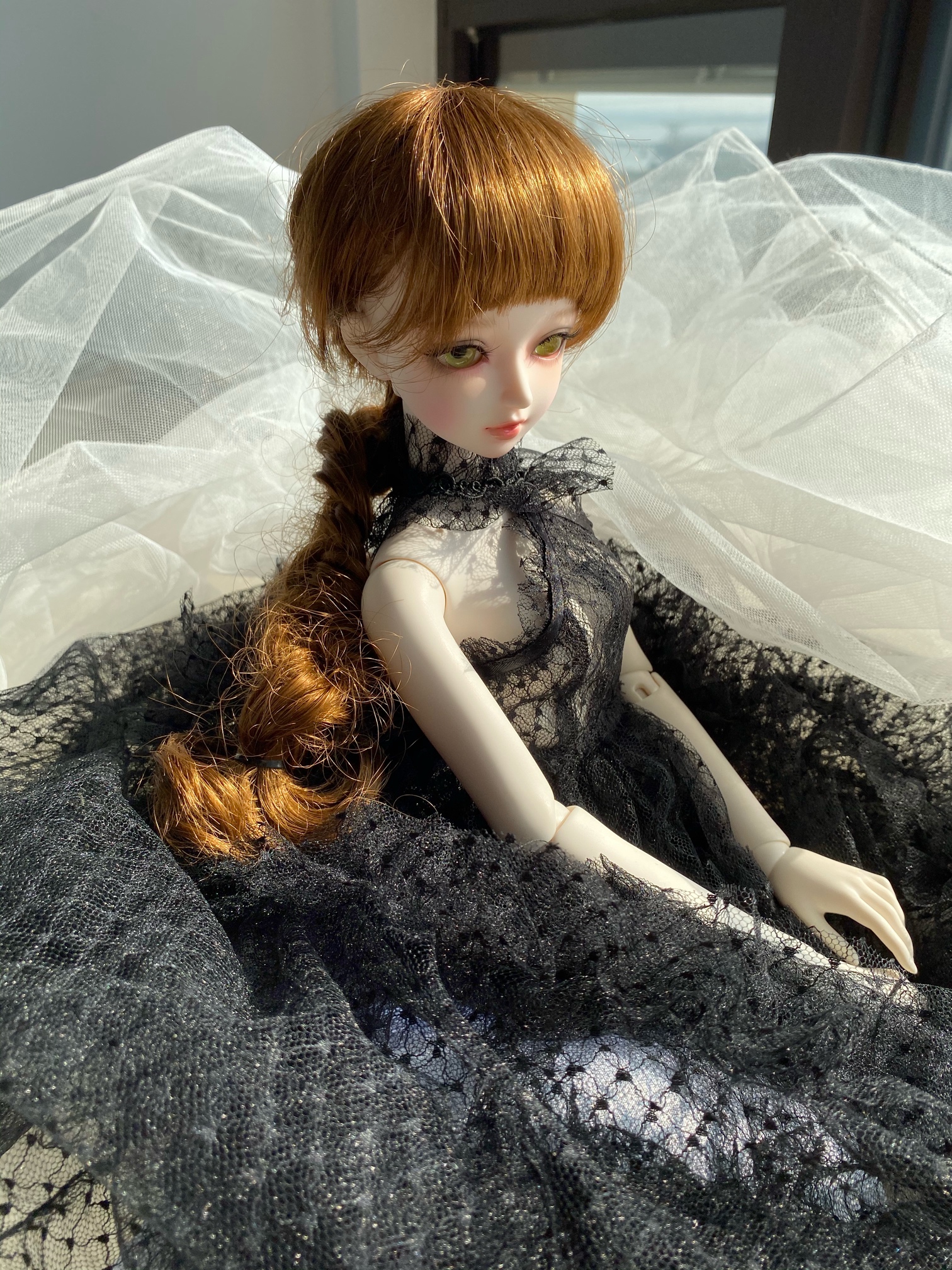 设计稿自制bjd娃娃黑天鹅礼裙