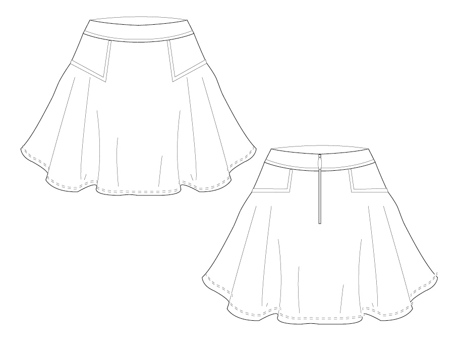 裙装款式图,ai-服装画/服装设计手稿 - 穿针引线服装论坛