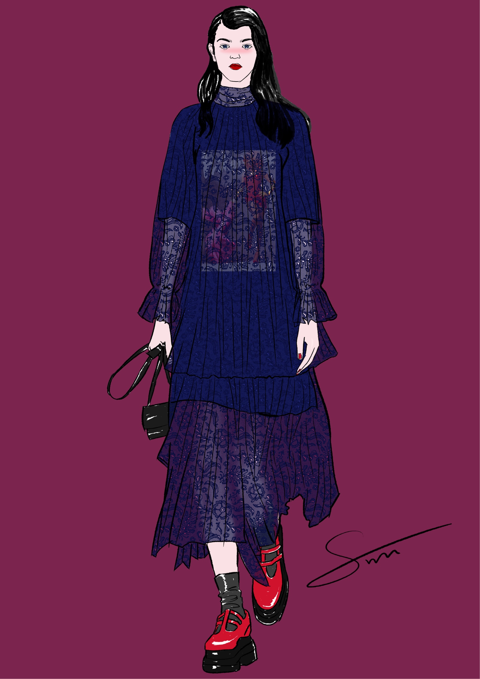 效果图电脑服装效果图插画