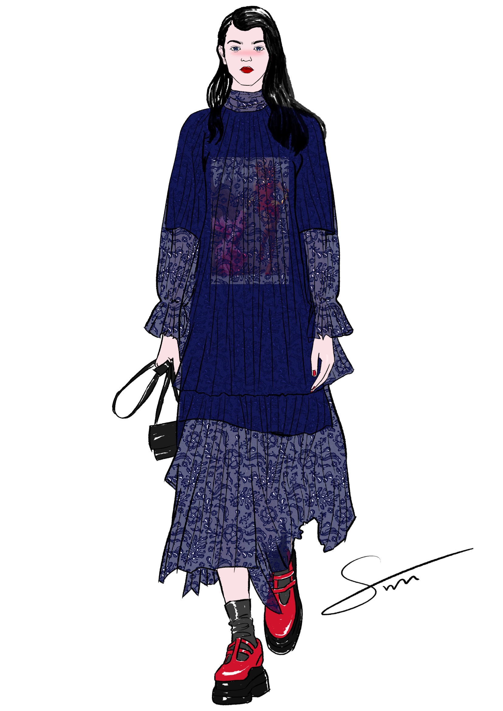 电脑服装效果图插画-服装画/服装设计手稿 - 穿针引线服装论坛