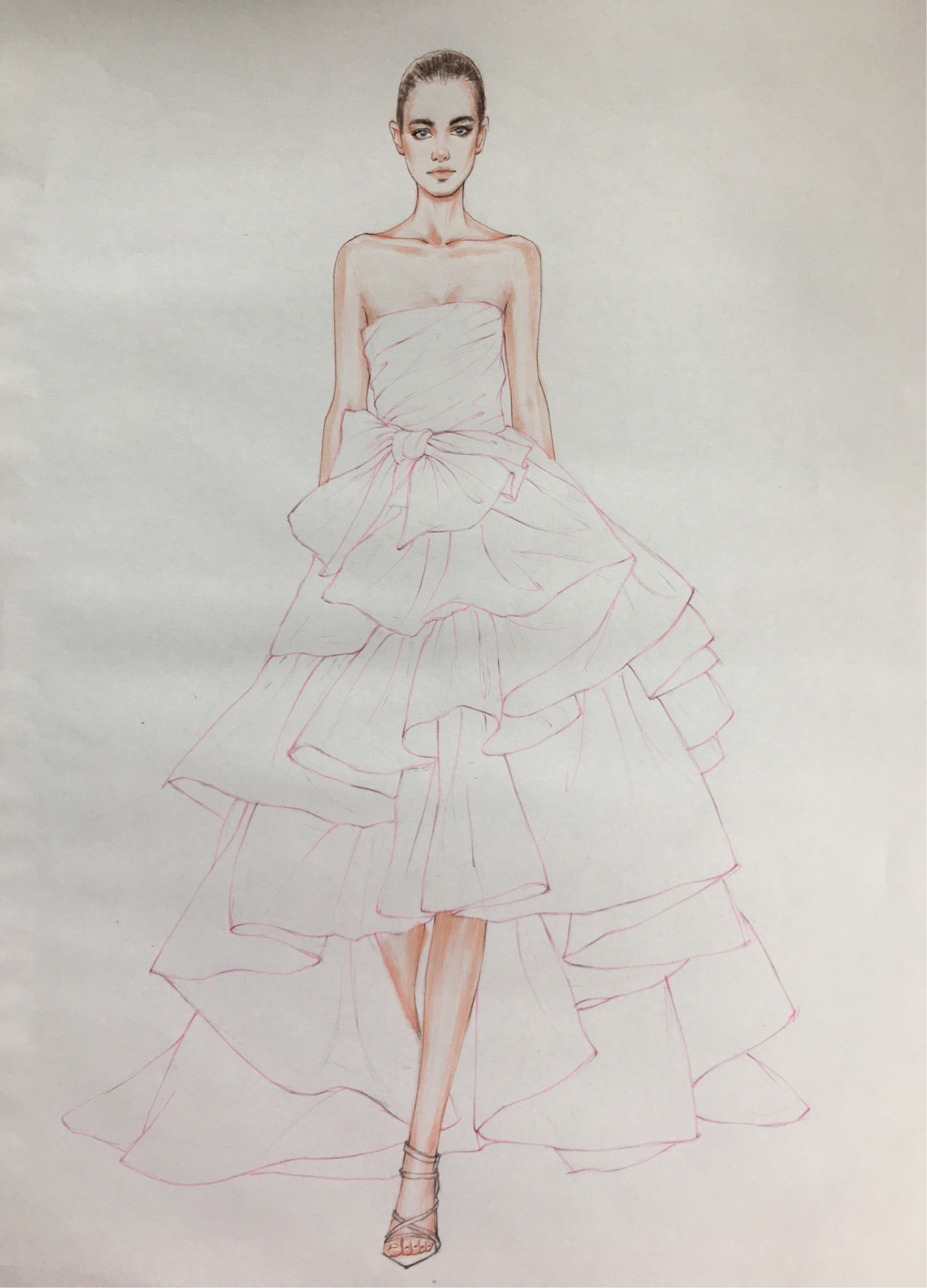 效果图oscardelarenta的蛋糕裙礼服超详细步骤