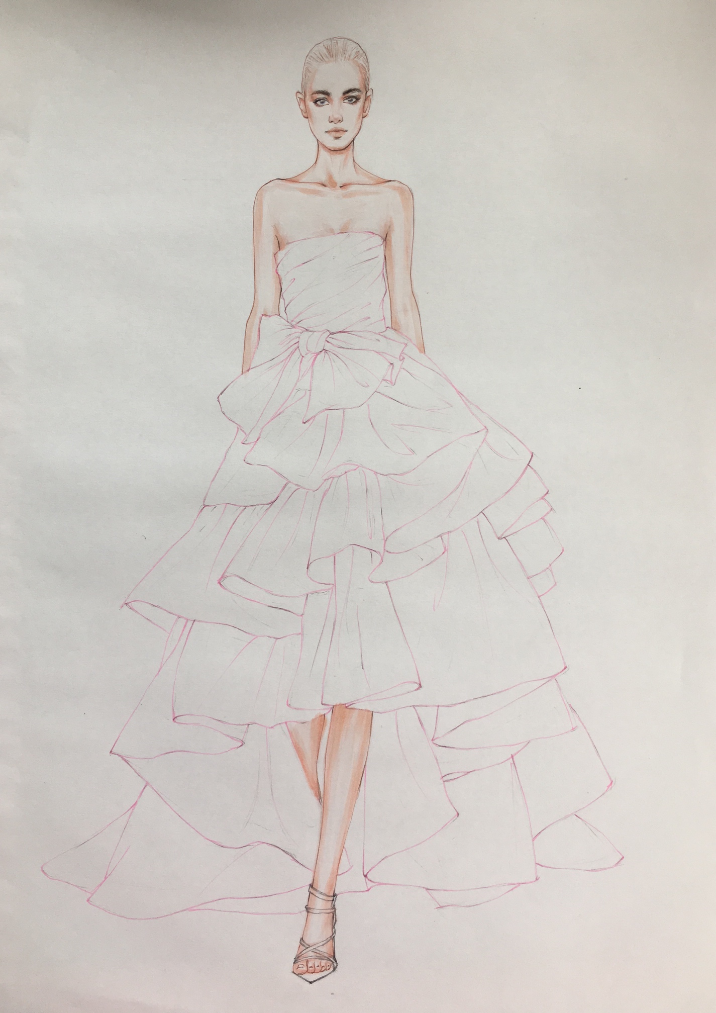 效果图oscardelarenta的蛋糕裙礼服超详细步骤