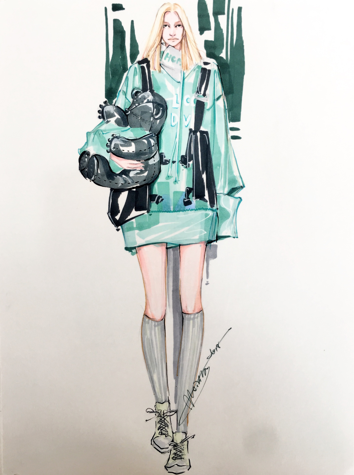 毕业设计效果图手绘-服装画/服装设计手稿 - 穿针引线服装论坛