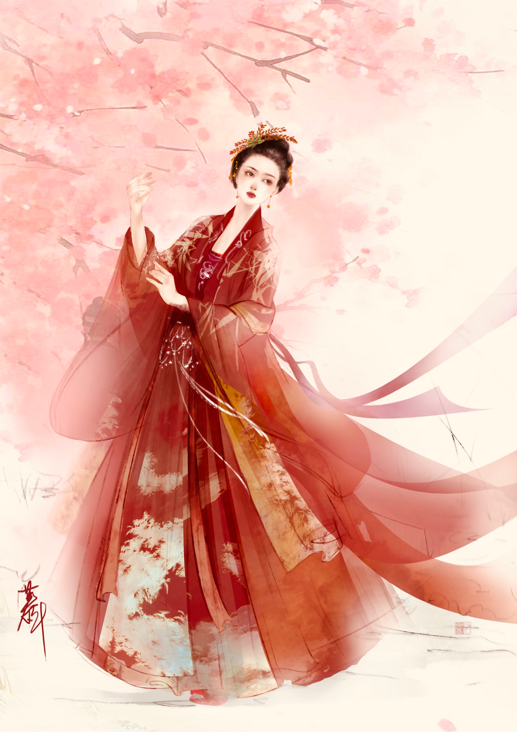 设计稿古风汉服插画技法慕轩