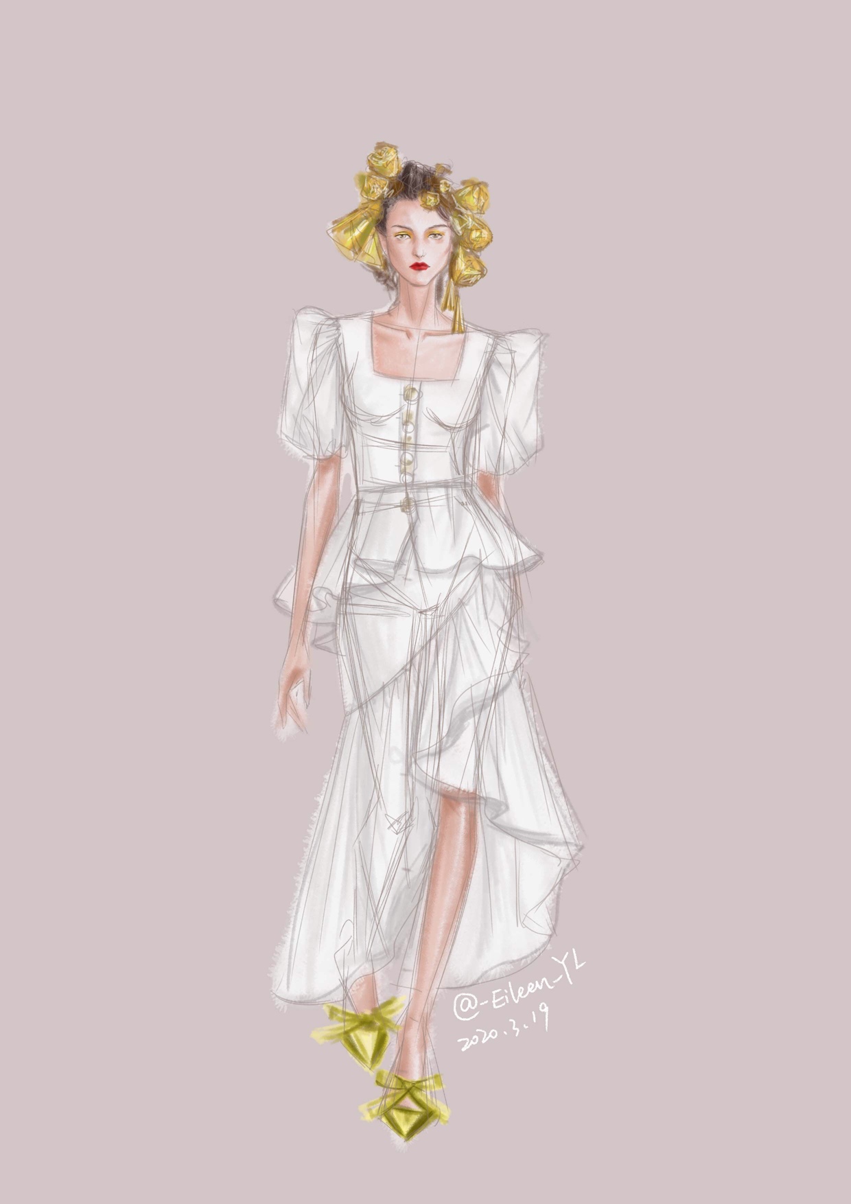 手绘板时装画过程图-服装画/服装设计手稿 - 穿针引线服装论坛