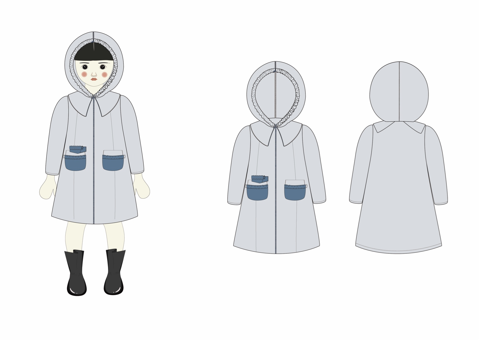 带有防护设计的童装-服装画/服装设计手稿 - 穿针引线服装论坛