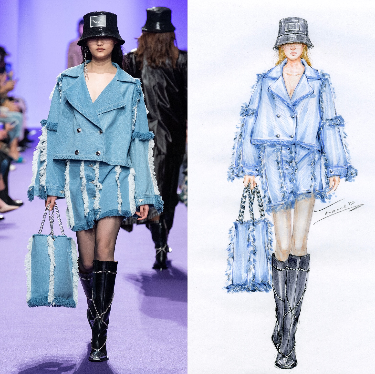 牛仔画法——victoria tomas-服装画/服装设计手稿 - 穿针引线服装