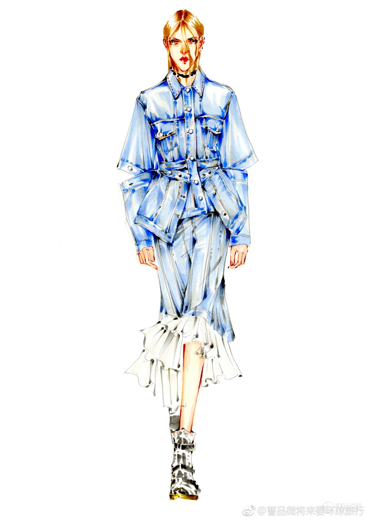 【时装手绘】夏天来了,我在画画呀～-服装画/服装设计手稿 - 穿针引线