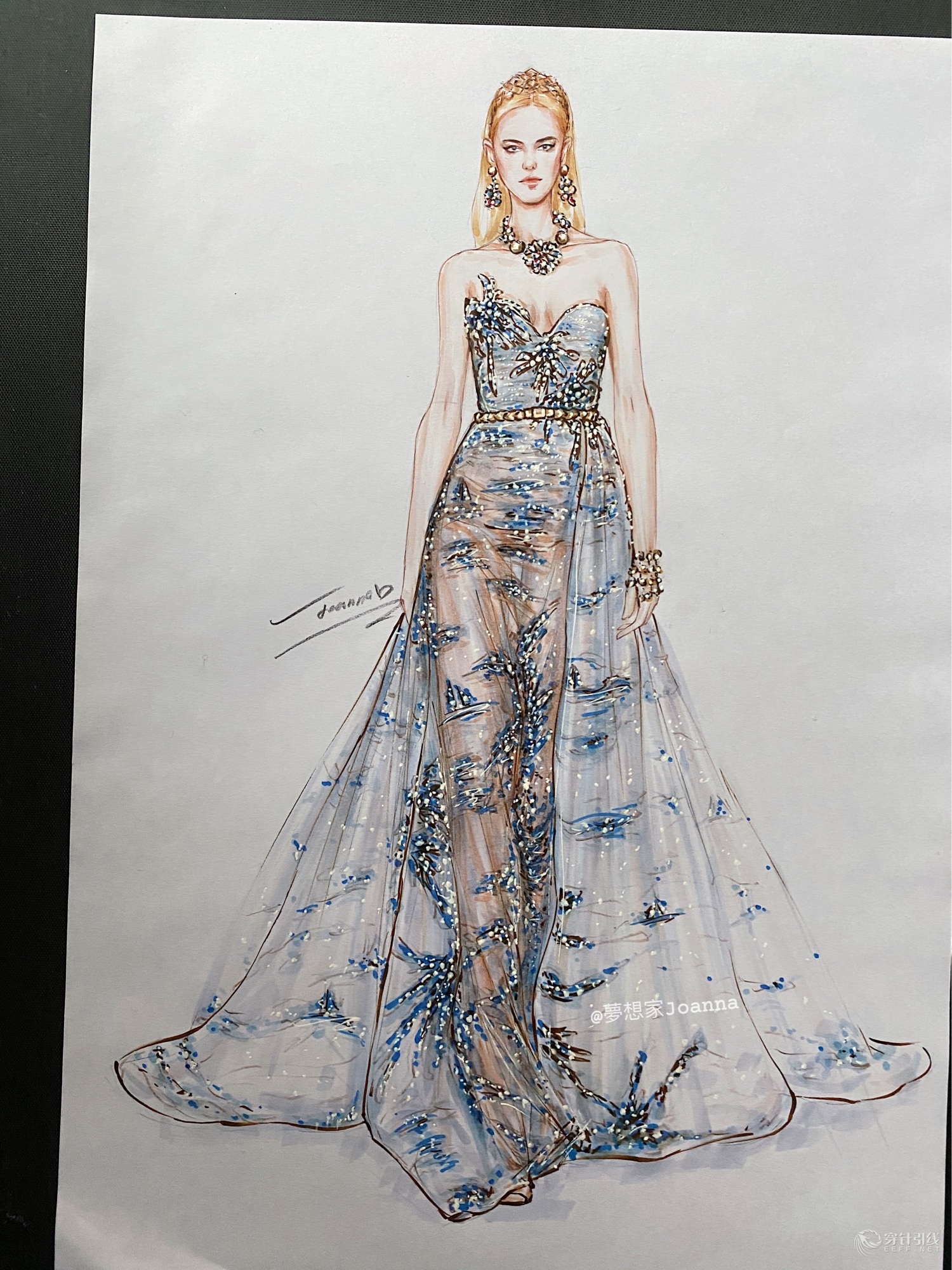 效果图礼服欧根纱示范