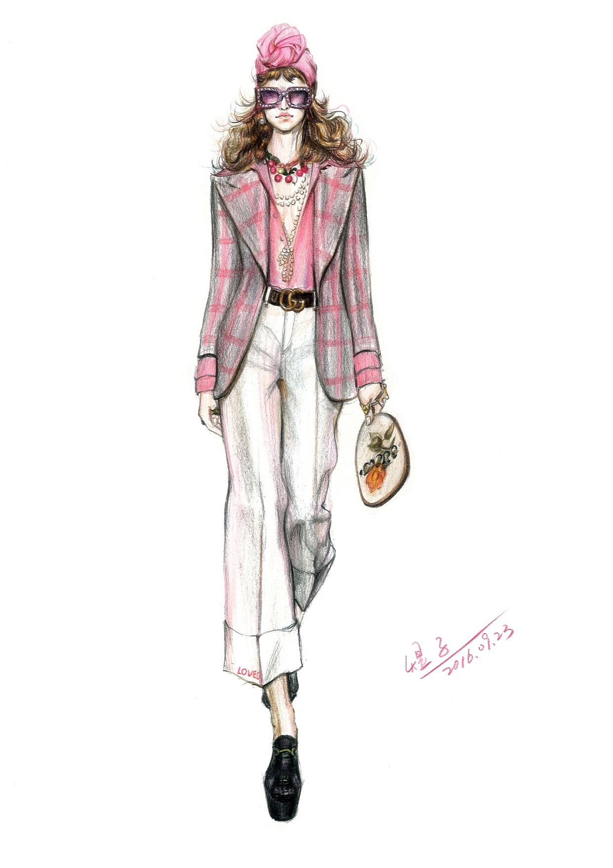 服装手绘起稿勾线上色