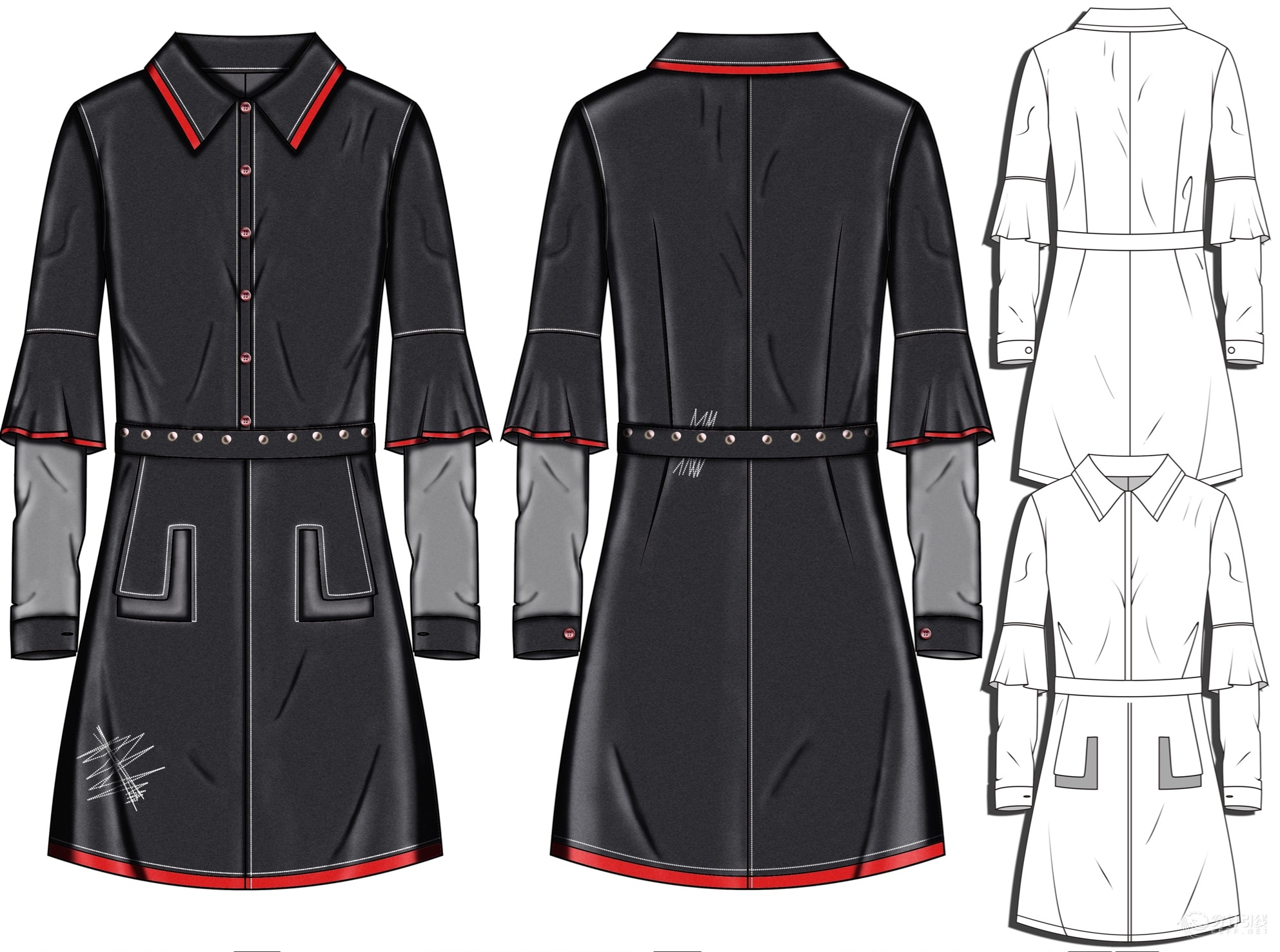 款式效果图-服装画/服装设计手稿 - 穿针引线服装论坛