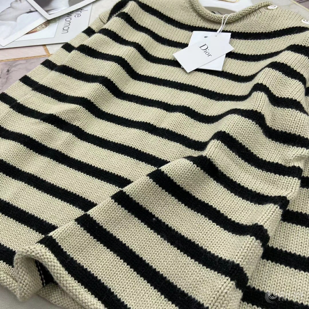 迪奥条纹套头毛衣