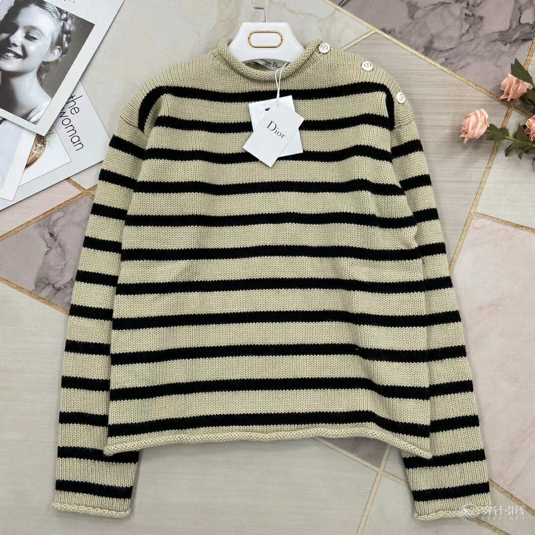 迪奥条纹套头毛衣