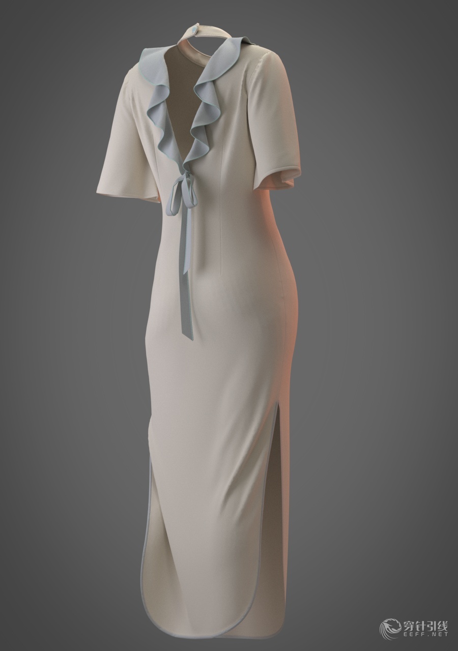 原创服装设计3d效果图改良中式裙