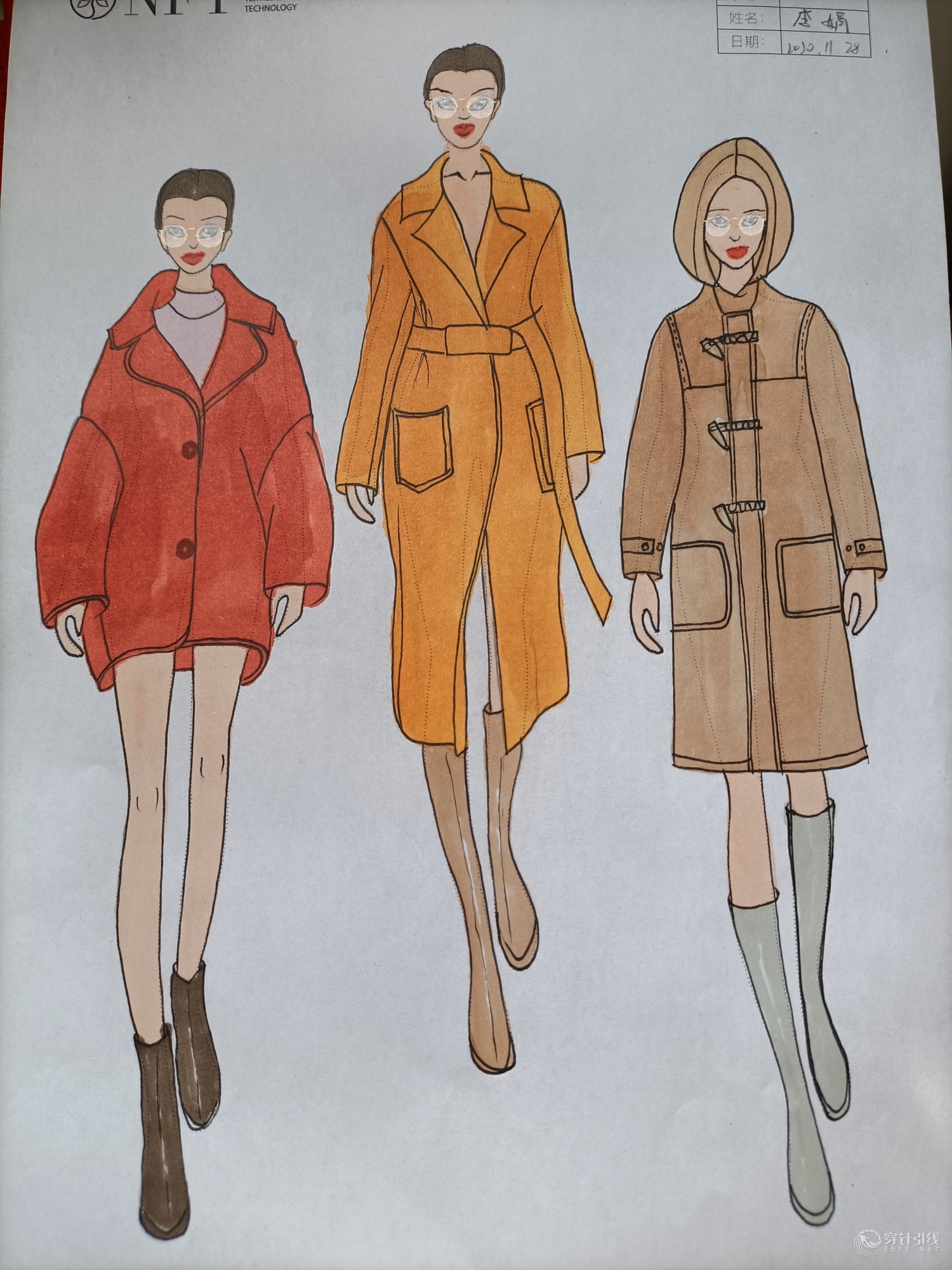 派克大衣and达尔夫大衣-服装画/服装设计手稿 - 穿针引线服装论坛